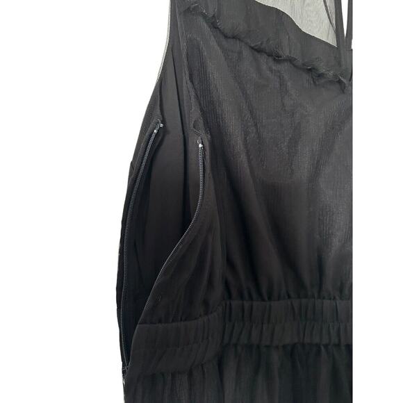 ModCloth Dress Womens Size L Black Sleeveless Tulle Embroidered Roses Mesh Midi - Picture 6 of 15